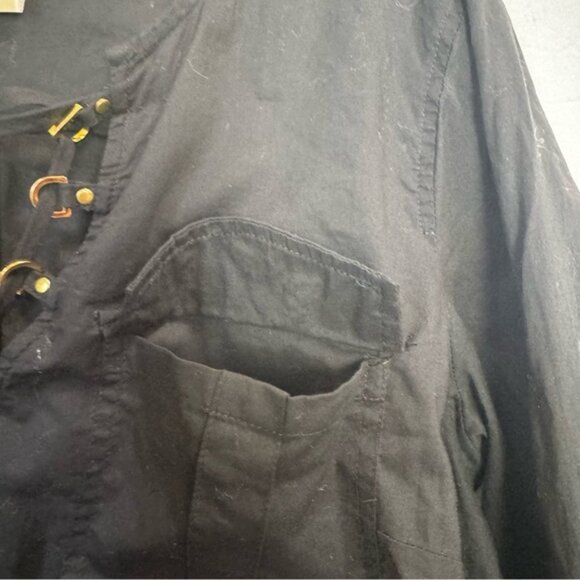 Michael Kors Cotton Neck Lace Tunic Roll Up Sleeves Pockets Top Lightweight M - Picture 7 of 16